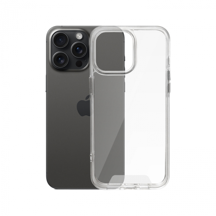 Apple iPhone 15 Pro Max Clear Gel TPU Case with Hard Back