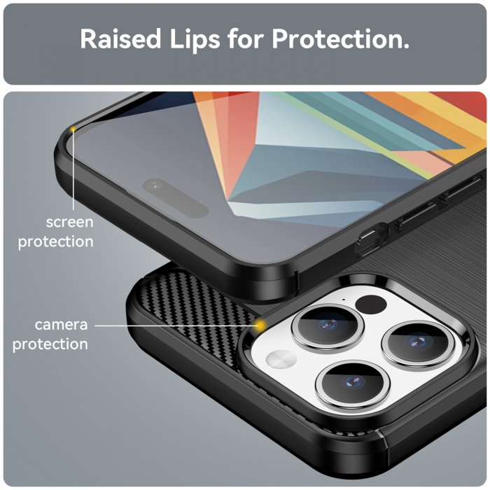 Gel TPU Carbon Fibre Case for iPhone 15 Pro - Black